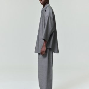 Cotton Wool Oxford Wide Leg Drawstring Pants