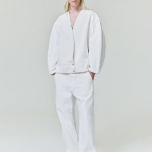 Womens Cotton Twill Relaxed Lapelless Jacket