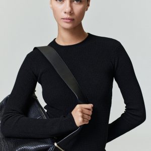 Womens Waffle Knit Long Sleeve Top