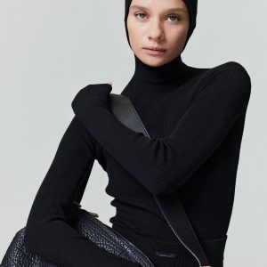 Womens Long Sleeve Hooded Rib Top