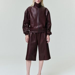 Womens Leather Track Jacket