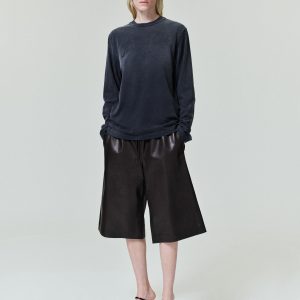 Womens Leather Drawstring Shorts