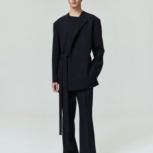 Double Weave Wool Crewneck Jacket