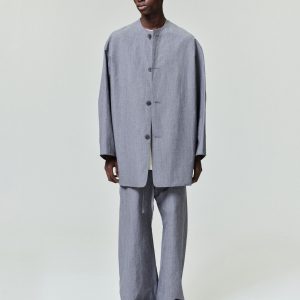 Wool Linen Collarless Sport Jacket