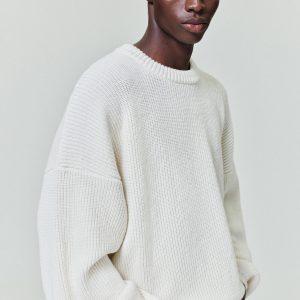 Double Knit Linen Wool Cotton Crewneck Sweater