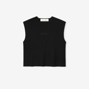 Womens Signature Rib Knit Cropped Top