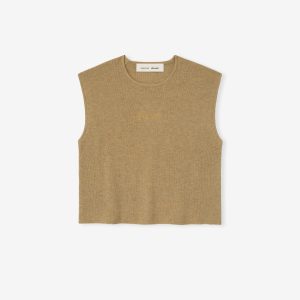 Womens Signature Rib Knit Cropped Top