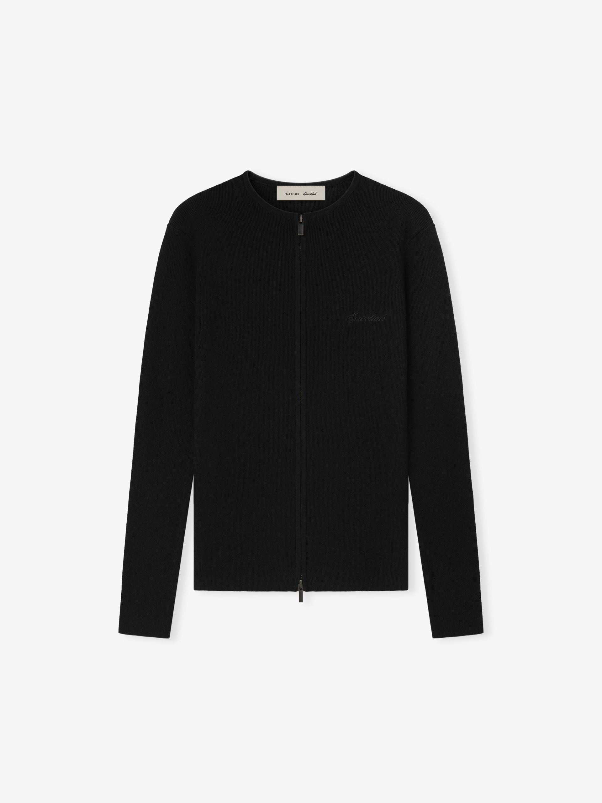 Womens Signature Rib Knit Fitted Long Sleeve Zip Up Tee - Image 2