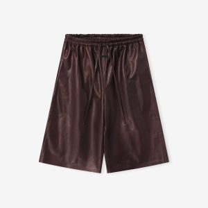 Womens Leather Drawstring Shorts