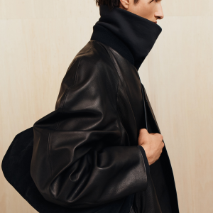 Leather Raglan Bomber Jacket