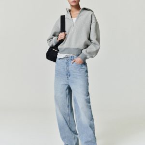 Womens Denim Straight Leg Jeans