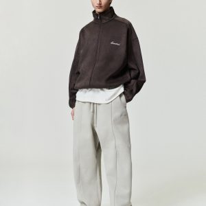 Suede Fleece Signature Modern Track Jacket W/ Piping