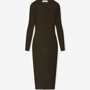 Womens Rib Long Sleeve Dress